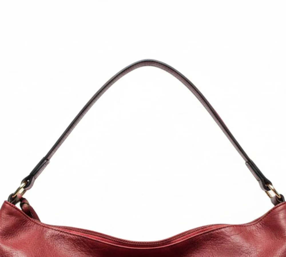 Rich Red Leather Hobo Bag with Braided Trim & Tassel Detail